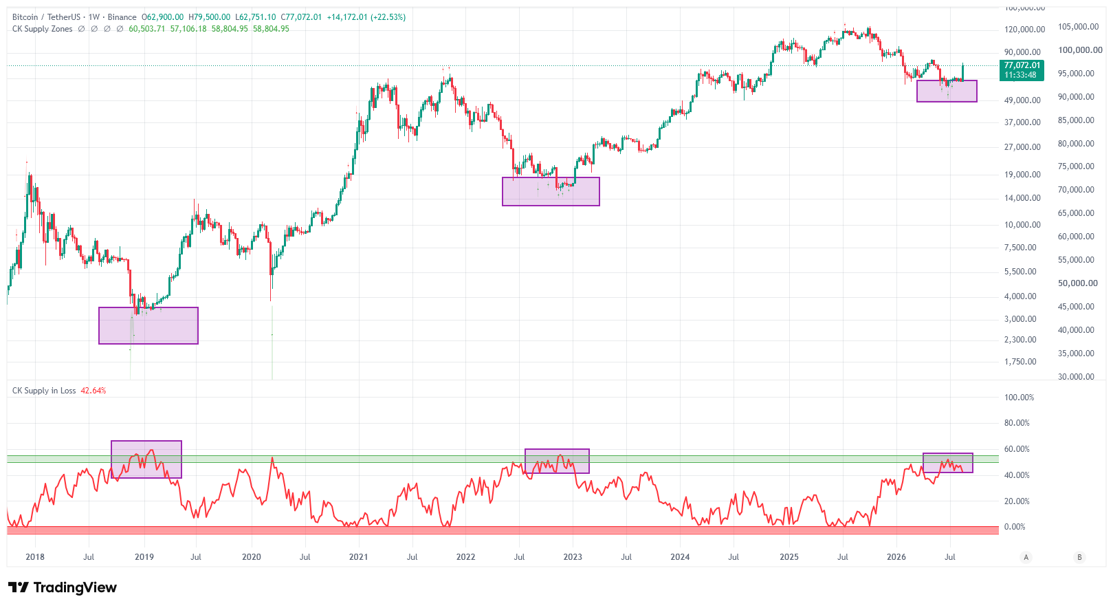 Bitcoin supply and loss bottom